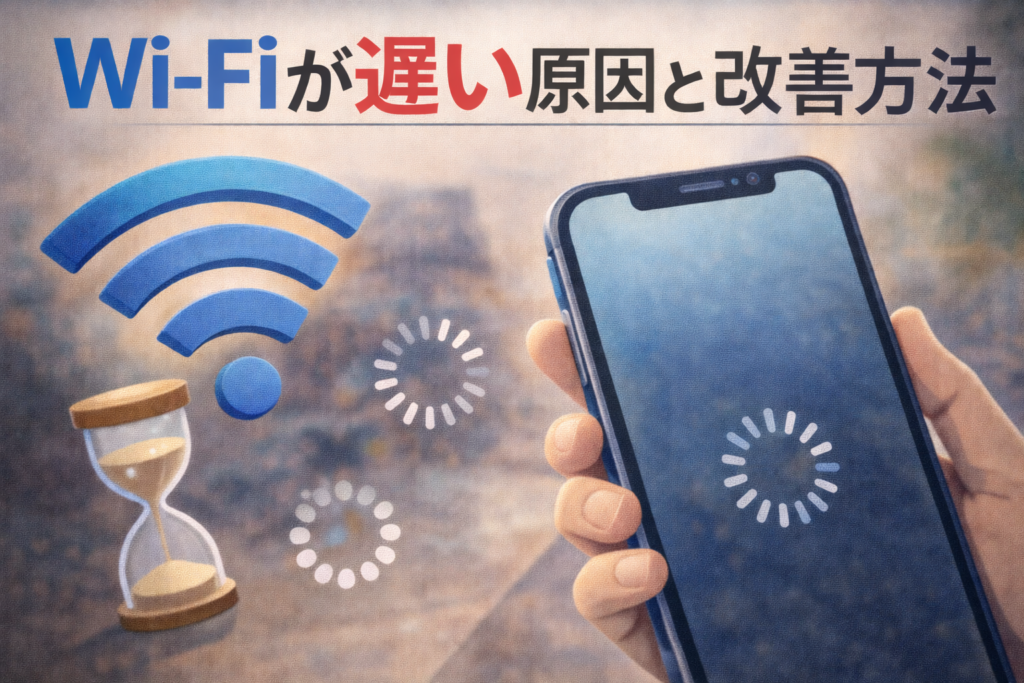 Wi-Fiが遅い原因と通信速度トラブルのイメージ