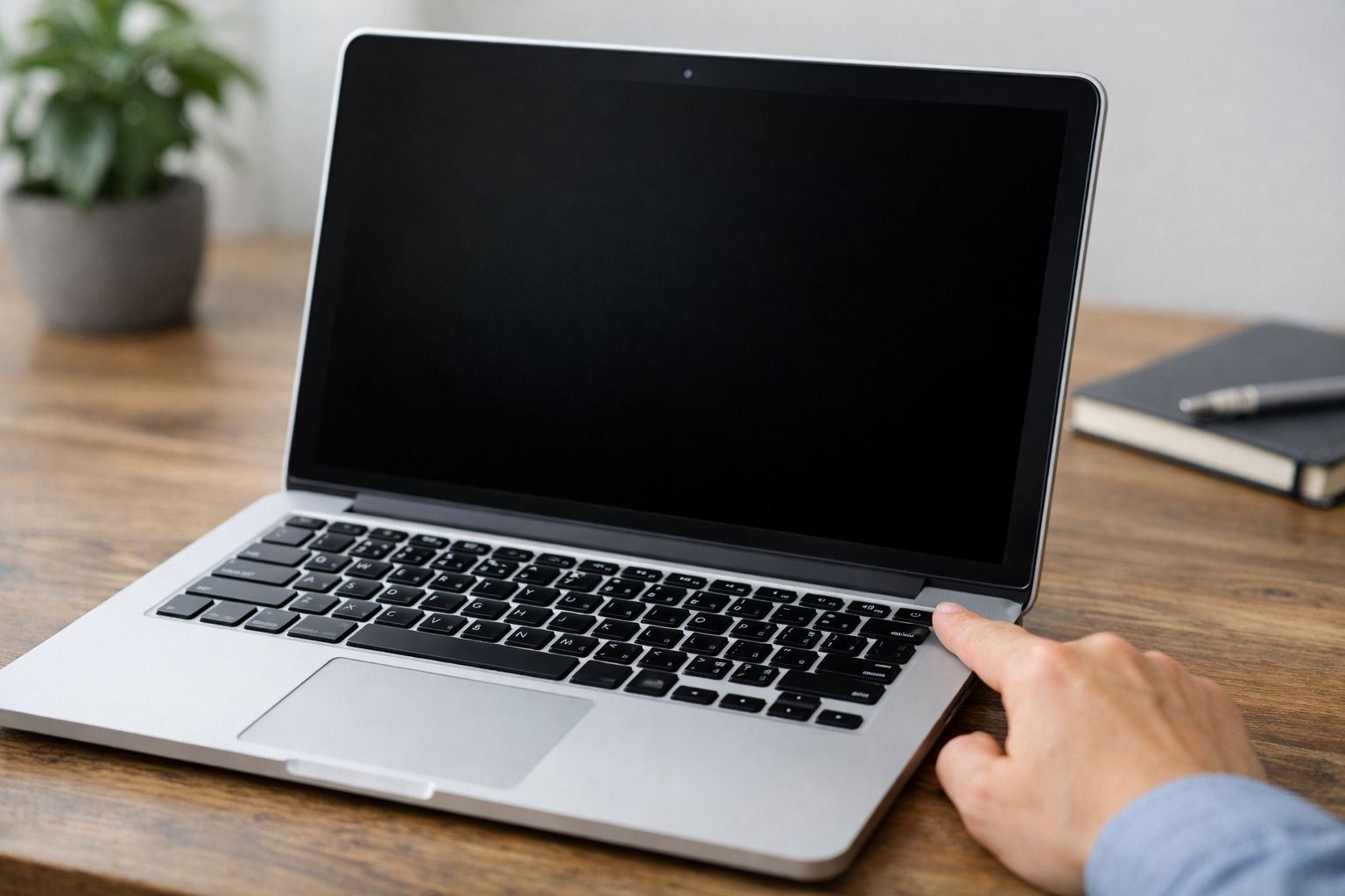 PCの電源ボタンを押しても起動しないノートパソコンのトラブルイメージ