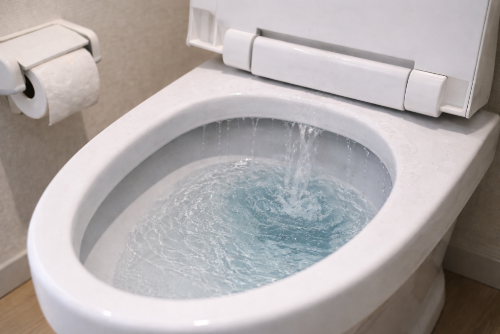 トイレの水が止まらないトラブルのイメージ