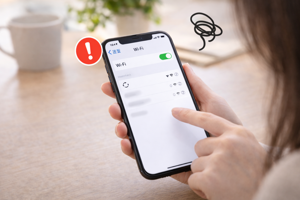 iPhoneのWi-Fiが繋がらないトラブルのイメージ