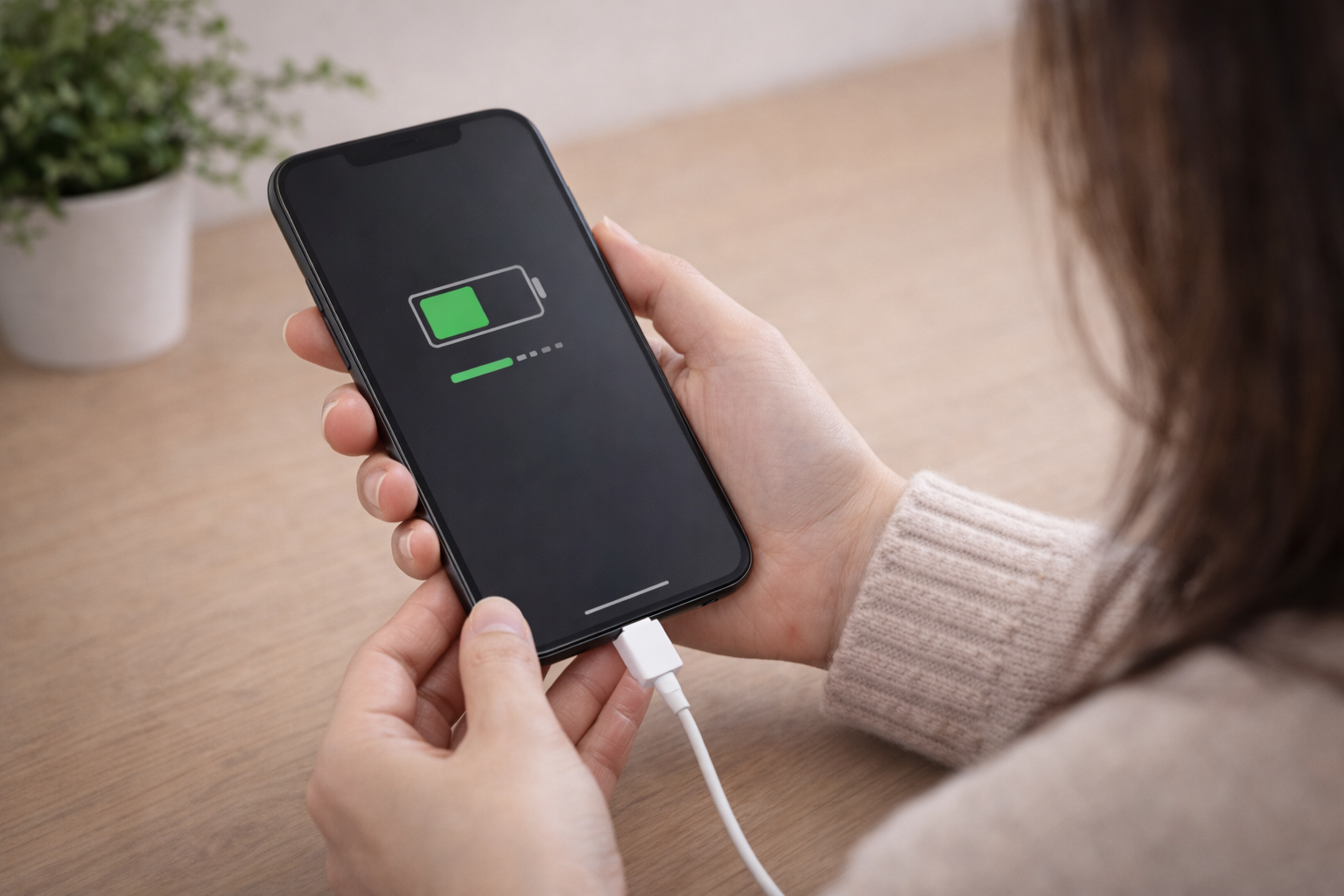 スマホの充電が遅いトラブルのイメージ