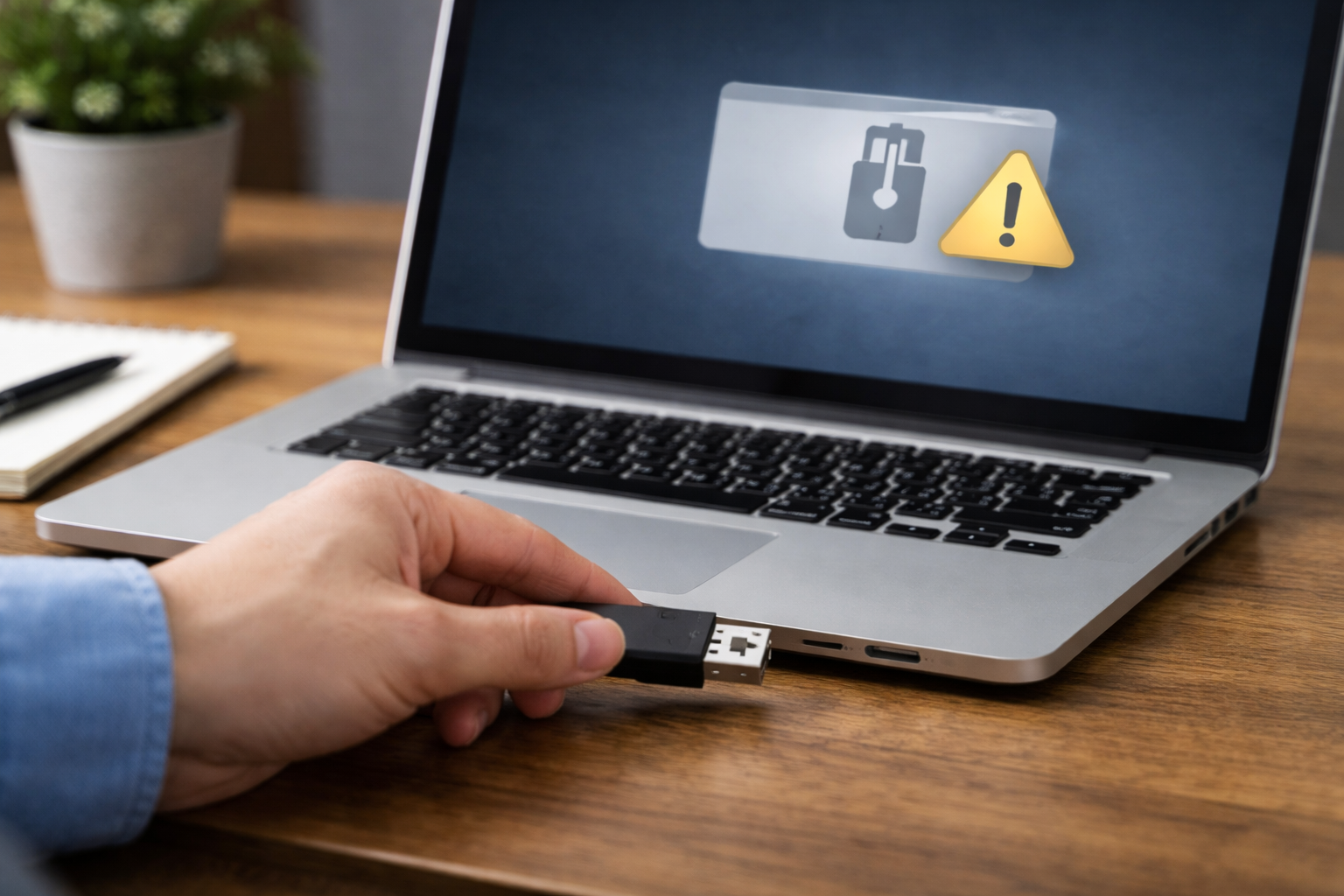 USBメモリを差し込んでもパソコンが認識しない様子